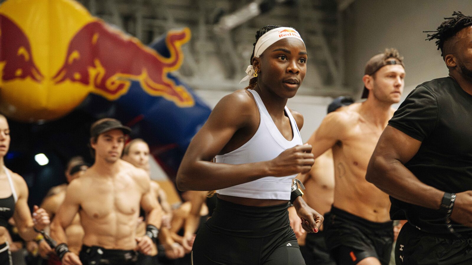 A determined athlete pushing through an intense workout
